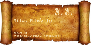 Milus Mihály névjegykártya