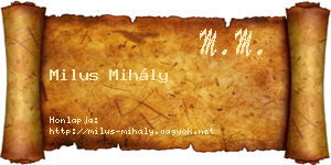 Milus Mihály névjegykártya