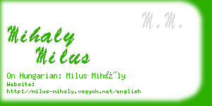 mihaly milus business card